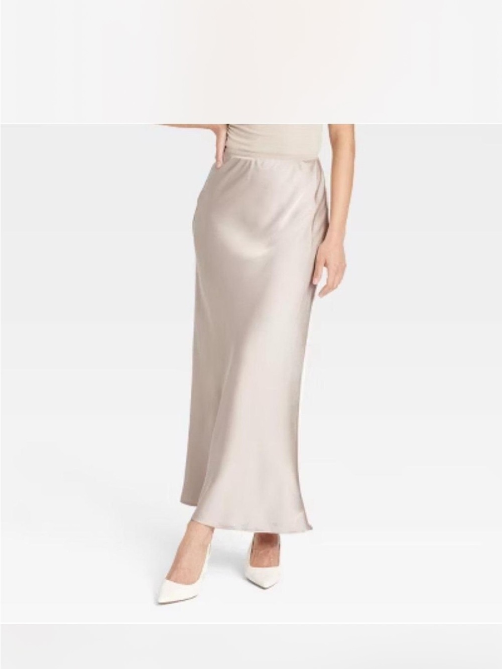 a new day Satin Bias Maxi Skirt in Light Taupe